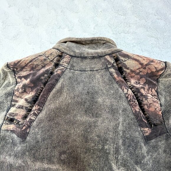 Marilu Embellished Beaded Sequin Jacket Burnout Patchwork S/M Gray Boho Italy - Picture 12 of 12